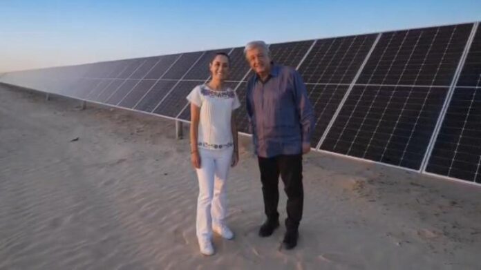 El presidente López Obrador y la presidente electa visitaron la planta solar más grande de América Latina en Puerto Peñasco, Sonora.