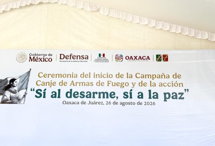Campaña de Canje de Armas de Fuego en la Alameda de León, Oaxaca bajo el lema “Sí al desarme, sí a la paz”…